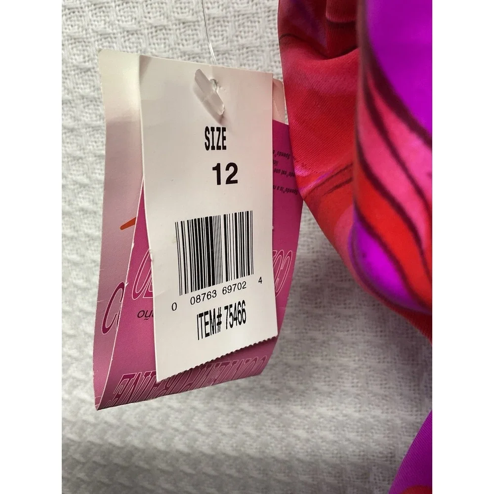 Speedo One Piece Swim Suit Womens Size 12 Fuchsia Tropical Floral Vacation Beach